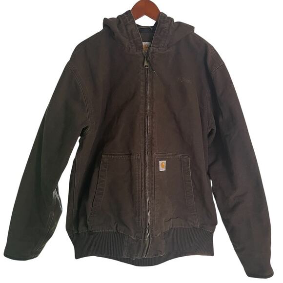 Carhartt Other - Carhartt Washed Duck Insulated Hooded Jacket 104050 Dark Brown Men's Size Large